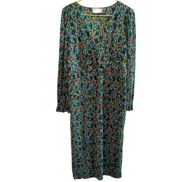 ASOS Design Midi Plisse Dress Green Floral Boho 12 - Picture 2 of 11